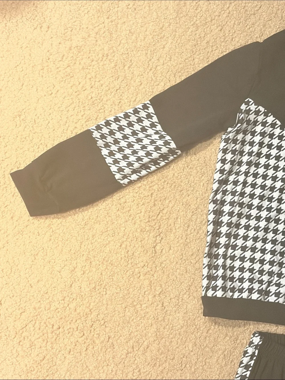 Black Houndstooth Hoodie & Jogger Set